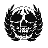 Infamous Liqueur skull logo in black and white, symbolizing rebellion, freedom, and biker lifestyle